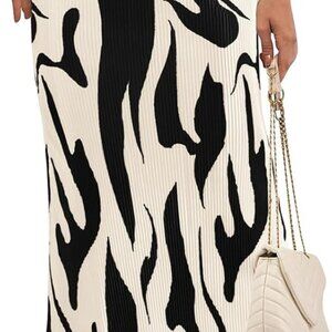 Women's 2025 Summer High Waist Graphic Print A Line Pleated Long Skirts for Wome